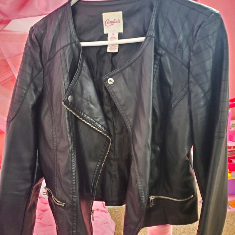 Womens Candies Black faux leather jacket